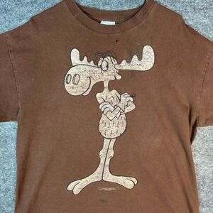 Stanley Desantis Bullwinkle Brown Cartoon Moose T Shirt Mens Large